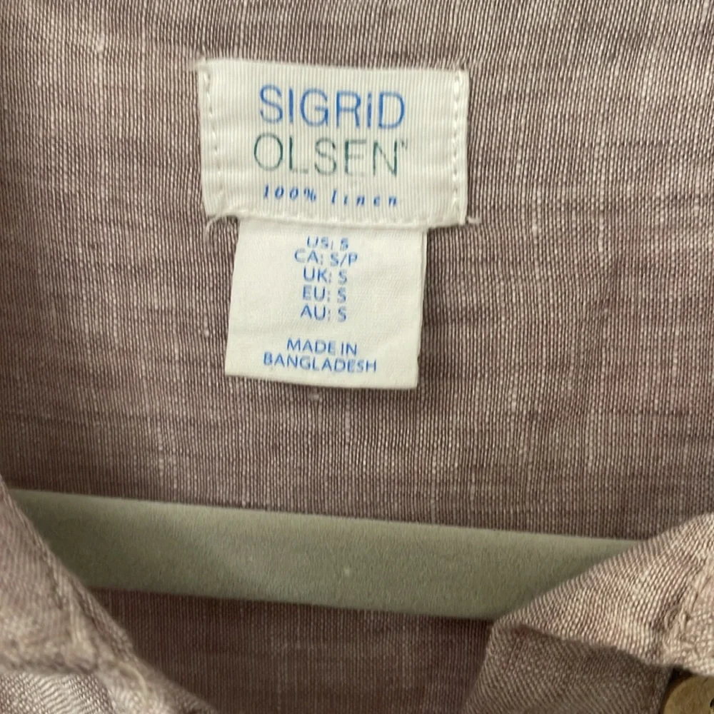 Linen Sigrid Olsen/ Long Sleeve/roll up/collared - Picture 2 of 6